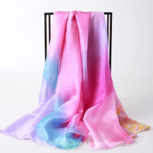 Hand drawing and flower screen print chiffon scarf buy direct china